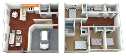 Floor plan for 4 beds, 2.5 baths, 1928 sqft